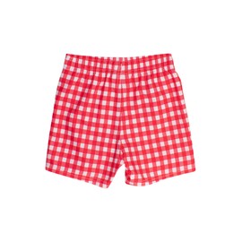 RUGGEDBUTTS Boys UPF50+ Sun Protection Gingham Swim Trunks - Vintage Red Gingham, 7