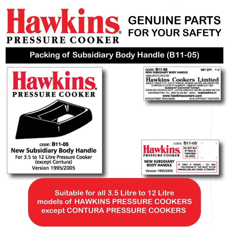 Hawkins Pressure Cooker New Subsidiary Handle(B11-05) 1 Unit-3.5 Litre to