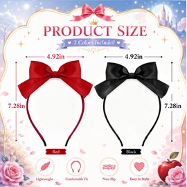 Diadema de lazo negro y rojo para mujer, diademas de Halloween con bowhnots negros y rojos para disfraz de cosplay, fiesta de cumpleaños, accesorios para el cabello