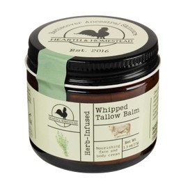 Whipped Tallow Balm: Fragrance-free, organic, olive oil-infused body butter. Great for eczema, rosacea, and babies. 1.3 oz.