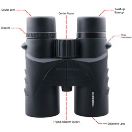 TAC Vector Optics Forester Roof Prism Binoculars for Hunting, Outdoor, Concerts, Sports, Nature, Trekking, Activities (8x42)
