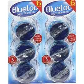 Blue Toilet Cistern Blocks 12 Pack (2 x 6 Blocks) – Long Lasting Fresh Fragrance, Prevents Limescale, Blue Flush, 38g Each