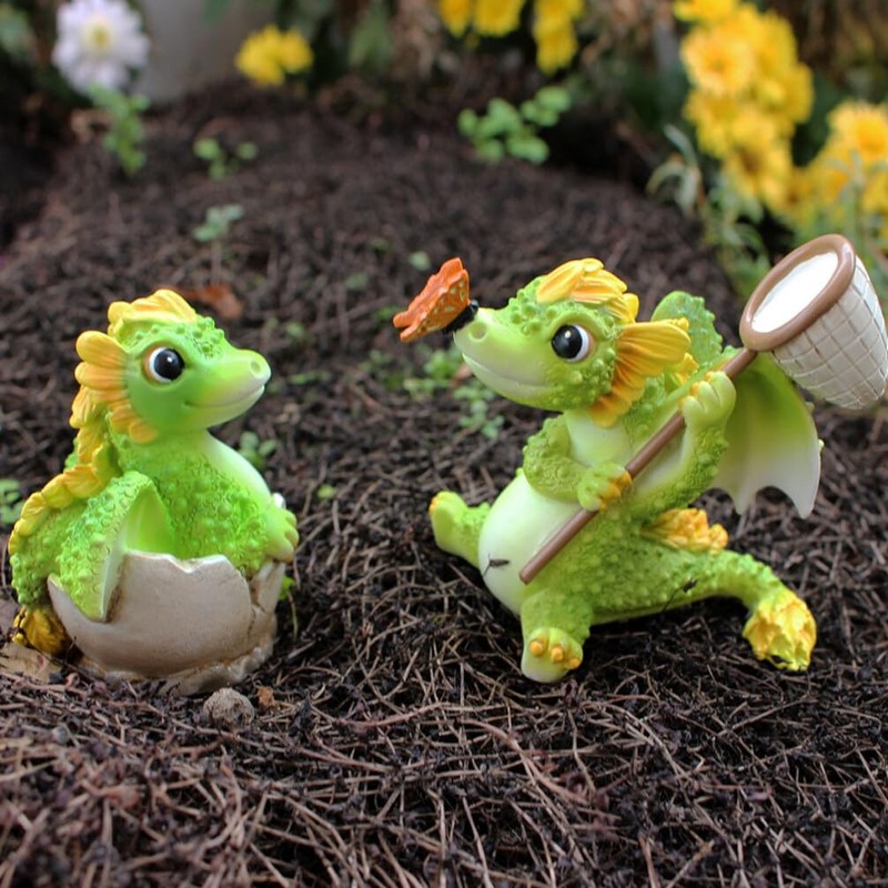 SUPVOX Resin Dragon Garden Statue Small Dragon Figurine for Garden
