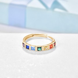 Chakra Ring for Women Sterling Silver Adjustable Ring Healing Jewelry Chakra Gifts for Mom Daughter Yoga Lover(Plated Gold)