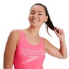 Speedo Women's deep U-back logo swimming trunks, Pink / white
