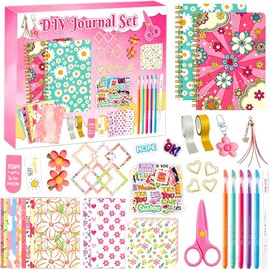 Juego de Álbum de Recortes para Niñas, Kit de Diario DIY,con Cuaderno, Pegatinas y Decorativos, Regalos de Cumpleaños y Navidadpara niños (Rosa)