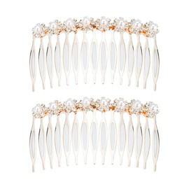 2 Pcs Pearl Hair Side Comb Rhinestone Hair Comb Clips Wedding Crystal Hair Combs Decorative Hair Clip Combs Bridal Hair Side Piece Elegant Hair Accessories Multi 2