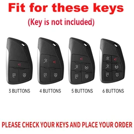 TECART 3/4/5/6 Button Key Fob Cover with Keychain Fit for Buick Envision Avenir 2024 For Chevy Suburban Tahoe car key holder, Metal Braid Keychain-dark Green