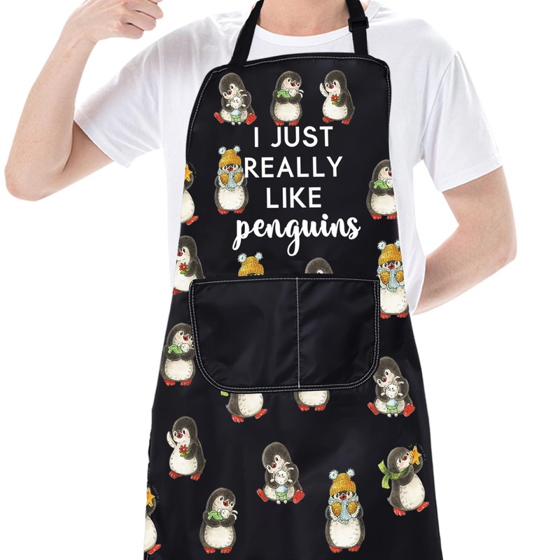 ENSIANTH Penguin Apron Penguins Cooking Apron With Pockets I Just