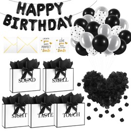 Epoesch 5 Senses Gift Bags for Him with Labels, Tissue Papers & Bow Ribbon