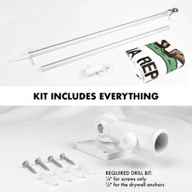 G128 5 Feet Tangle Free Spinning Flagpole (Silver) California Flag Double