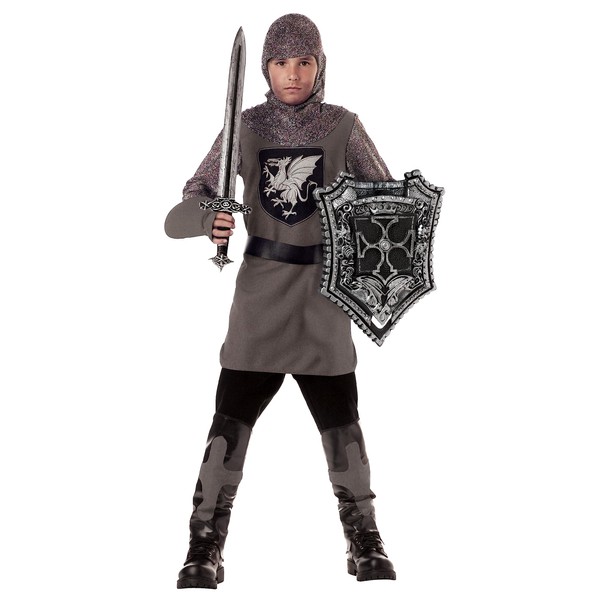 Kid's Valiant Knight Costume Medium (Sizes 8-10) Gray