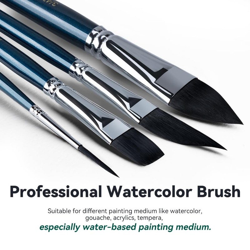 Transon 10pcs Natural Watercolor Paint Brush Set Professional for Watercolor