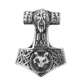 Kiss of Leather Large Thor's Hammer Pendant Stainless Steel No. 164, Stainless Steel, No Gemstone