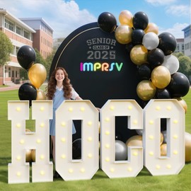 imprsv Homecoming Decorations 2025, 4FT HOCO Light Up Letters for Party Decor, Large HOCO Sign Homecoming Proposal Back to School Party Dance Backdrop Supplies