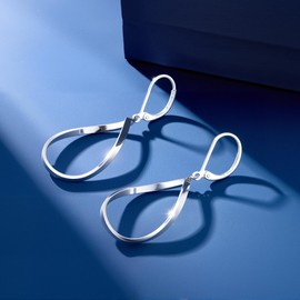 Sterling Silver Dangle Earrings Hypoallergenic Teardrop Drop Leverback Earrings for Women Twisted Silver Long Teardrop Dangle Earings for Women Jewelry Gifts