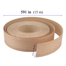 YUENPUN 50 MM x 15M Worktop Edging Strip, Pre Glued Iron on Oak Wood Veneer Edging Tape, Worktop Edging Strip, Wood Veneer Strips for Desk Wardrobe Cabinet Door Frame