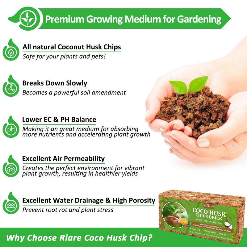 Riare 4 Pack Coco Chips Substrate for Plants- 4.4lb 100%