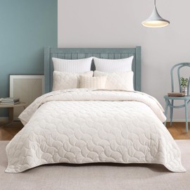 Moonline Luxury Velvet Quilt Set King Size,Ultra Soft Lightweight Velvet Comforter Set,Oversized Bedspread Coverlet Quilted Bedding Set with 2 Pillowshams for All Season,Cream White