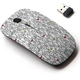 2.4G Wireless Mouse with Cute Pattern Design for All Laptops and Desktops with Nano Receiver - Funny Bunny