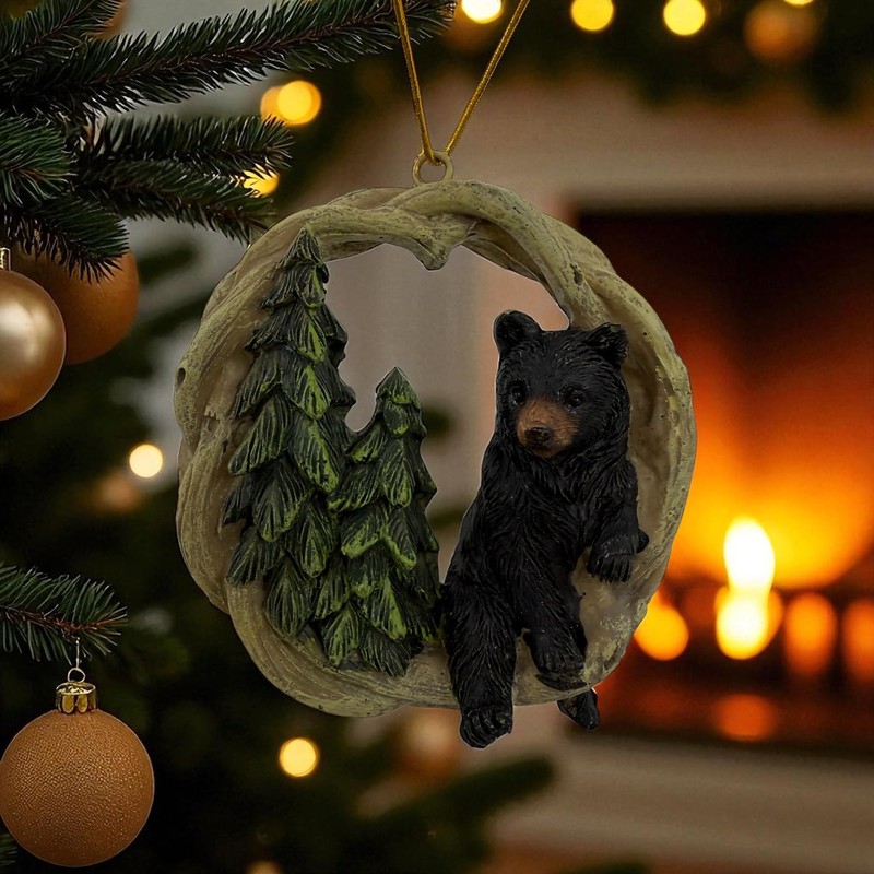 Black Bear Ornaments – Christmas Tree Holiday Decorations, Set of