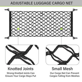 RED WOLF Envelope Style Cargo Net Fits for 2006-2022 Ford Explorer Escape Expedition Double Layer Cargo Netting with Screw Cap Installation Kit, Rear Trunk Organizer Storage Mesh