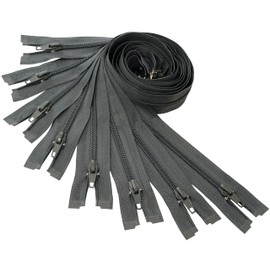 AERZETIX - Set of 8 Spiral Zippers N°5 40 cm Separable with Slider - Made of Metal Nylon Polyester - Colour Dark Grey - Sewing Creations DIY Textile