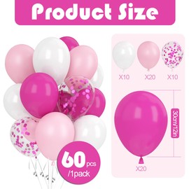 Pack of 60 Balloons, 12 Inch Blue / White Confetti Helium Balloons for Boys Birthday Decoration, Boys Christening Decoration, Baby Showers, Graduation, Wedding