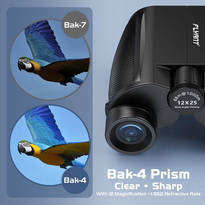 12x25 High Powered Binoculars for Adults, Waterproof Compact Binoculars with