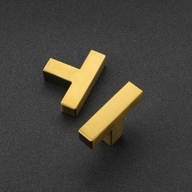 Ravinte Pack of 10 Cabinet Handles, 50 mm, Furniture Handles, Gold Handles for Kitchen Cabinets, Cabinet Handles, Square Handles, Furniture Rustproof Stainless Steel Door Handles for Kitchen Handles