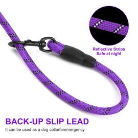 2 Pack Dog Leash 5 FT Heavy Duty Nylon Rope Dog Leash with Comfortable Padded Handle Sturdy Reflective Threads Strong Dog Leash for Medium Large Dogs