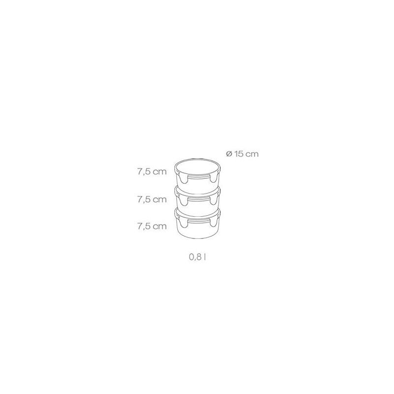 Tescoma Food 3 Containers of 0.8 L Each, Bordeaux Freshbox,