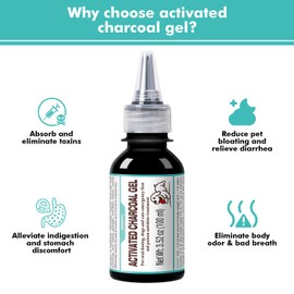 Activated Charcoal Gel for Dogs for Poisoning, 100 ml Dog First Aid Activated Charcoal, Quickly Absorbs Toxins Ready Rescue for Dogs, Supports Diarrhea & Gas Relief