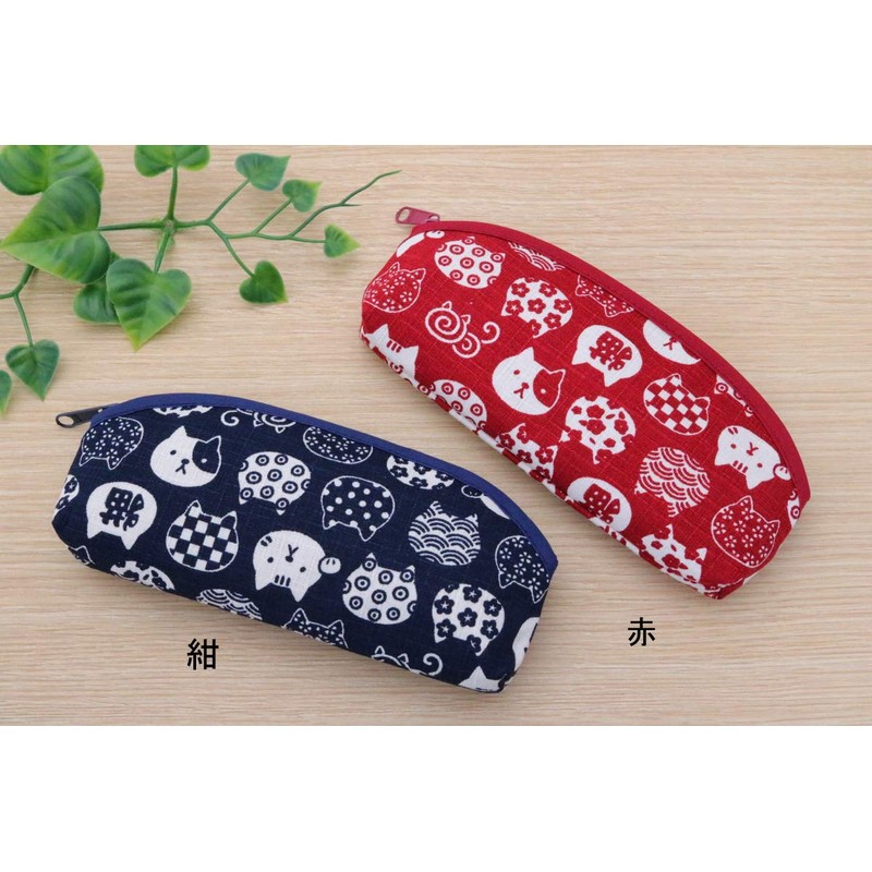Keisuu Nyankomon Pen Case, Navy, 7.3 x 1.2 x 3.1