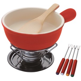 Ishigaki Sangyo Cheese Fondue Set, 5.9 inches (15 cm), Red 3866