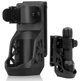 SQLJYU 360 Degree Rotation Torch Holster for Belt, Tactical Torch Case with Lever Side Lock System - Practical PVC Bag for Torches with 22-32 mm Diameter