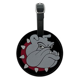 Graphics & More Bulldog Dog Round Leather Luggage Id Tag Suitcase Carry-on, Black