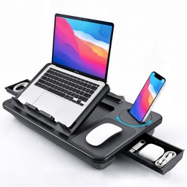 Adjustable Lap Desk with Cushion Stroage Rotatable Phone Stand