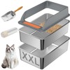 Stainless Steel Sifting Litter Box with Lid, XXL Extra Large