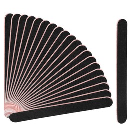 Nail Files, Pack of 20, Double-Sided 100/180 Grit Fine Nail File, Smooth and Shiny Nail Files for Nail File, Gel Nails, Natural Nails (Black)