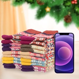 LQQBOX 10 Pairs Wool Socks for Women, Winter Warm Sock Thick Knit Soft Socks Gifts for Women