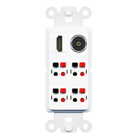 RiteAV 4 Speaker 1 Toslink HDMI Wall Plate - Rocker [White]