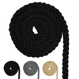 Cotton Cord, Black Macrame Yarn Rope, Many Sizes, Cotton Rope for DIY Crafts, Gifts (Black 20 mm (5 M))