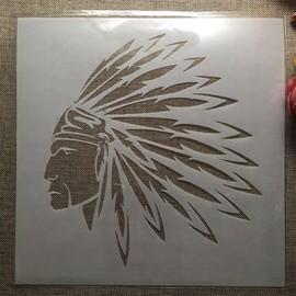 Plantillas reutilizables para pintar sobre madera, 30 x 30 cm, plantillas de dibujo de jefe tribal indio para álbumes de recortes, suministros de arte para decoración de pared