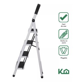 Kingshouse Escalera De Acero Tubular Tipo Tijera Plegable Con 4 Escalones Antideslizantes Altura Total De 132 Cm Khep4 Kingshouse
