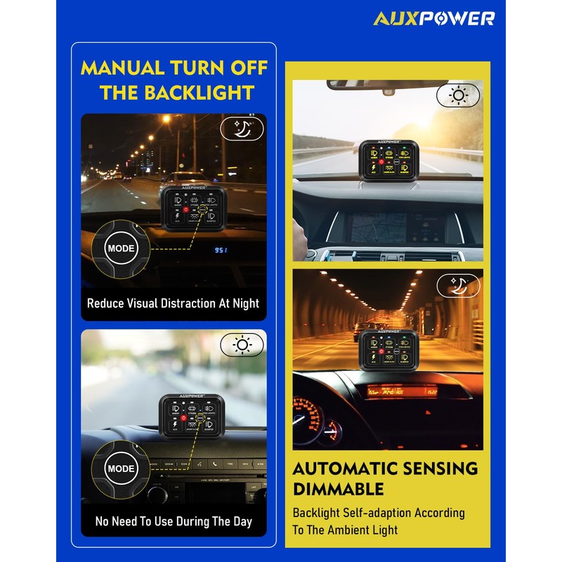 Auxpower 6 Gang Switch Panel Toggle Momentary Pulsed Led Switch