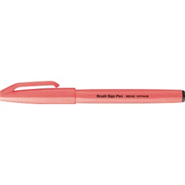 Pentel SES15C-FBX Brush Sign Pen Neon Red, Fibre Pen, Brush-like Tip, Pack of 1