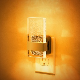 JandCase Night Lights Plug into Wall, Dusk to Dawn Sensor, Acrylic Bubble Design, 0-100lm Adjustable Brightness, for Bedroom, Bathroom, Living Room, Hallway