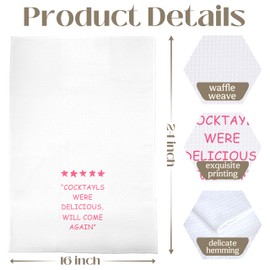 BYRFIIEU Funny Pink Bar Kitchen Towels Set of 2, Cocktail Lover Gifts Dish Tea Towels for Kitchen Bartender Home Bar Cart Decor, Bartender Gifts Hand Towels, 16x24 Inch