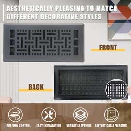 Jatohome Air Vent Floor Register Black Finish Vent Grill Ease Adjust Air Vent Filters for Home 4x12 Inch Floor Register
